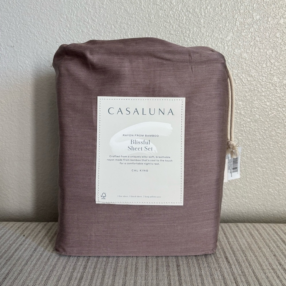 NWT California King 400 Thread Count Rayon from Bamboo Sheet Set Fig - Casaluna